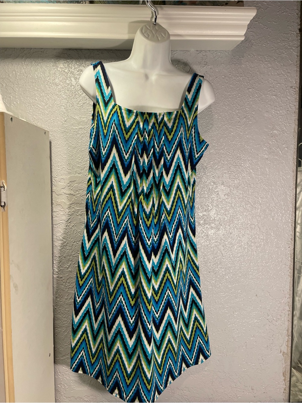 Glamour Chevron Midi Dress in Blue & Green